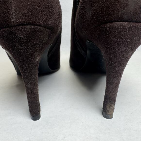 Yves Saint Laurent Stiletto Heel Ankle Boot Womens Sz 7.5N Brown Suede Point Toe - Picture 7 of 10